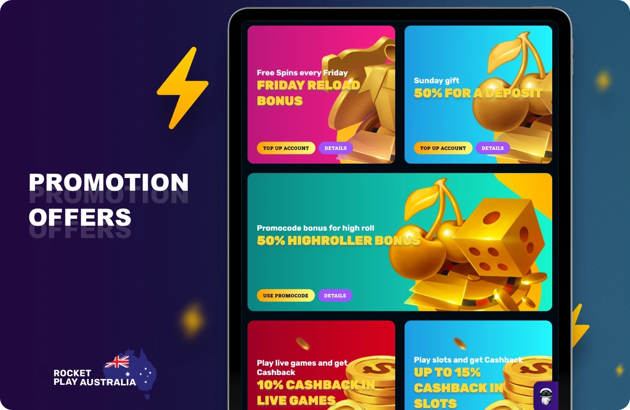 Rockeplay Australia offers a variety of promotions for casino games