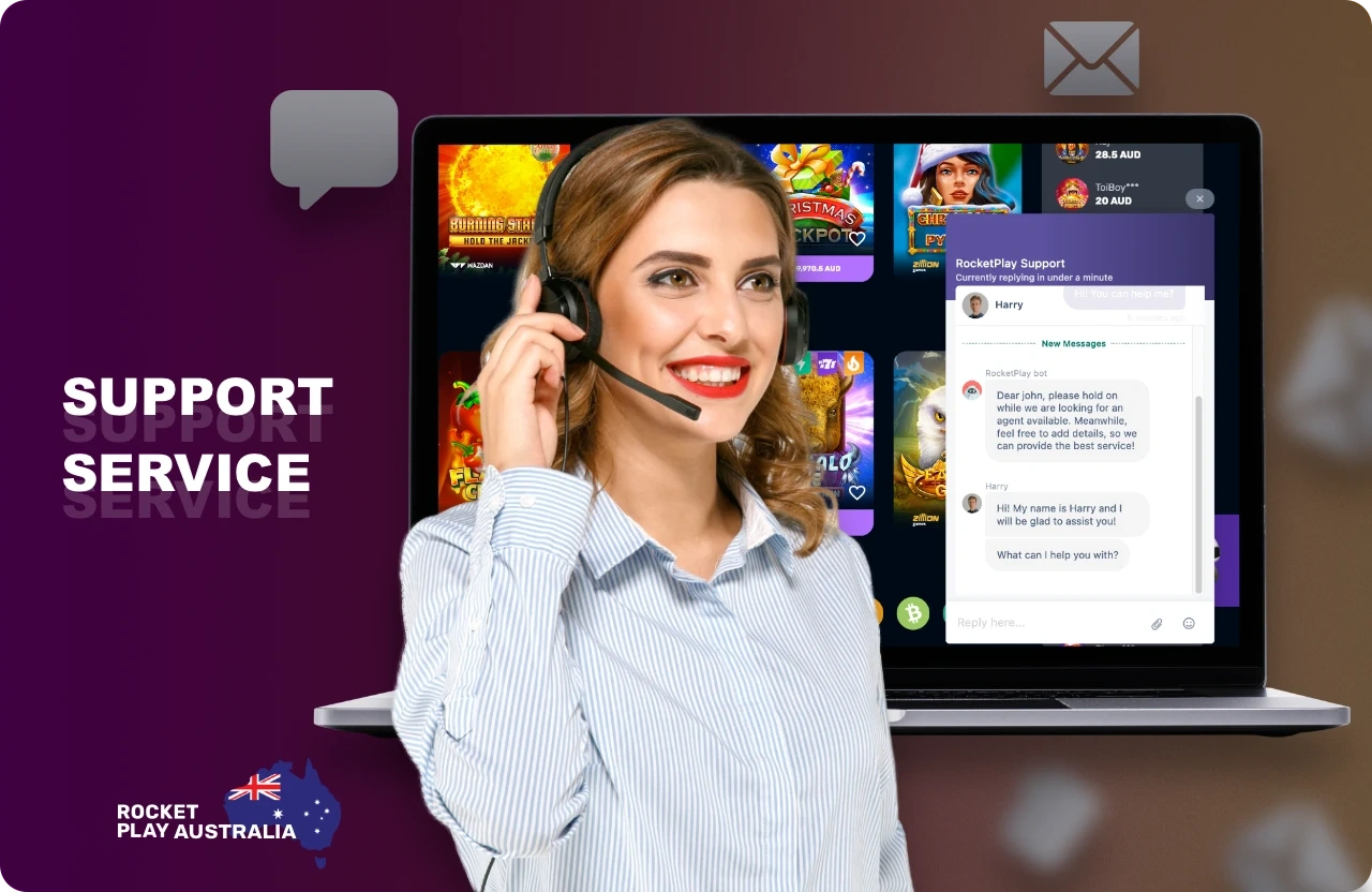 Support for RocketPlay customers from Australia is provided through several channels of communication